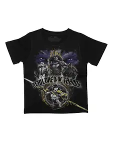Marvel by Wear Your Mind Boys Black Printed Round Neck T-shirt