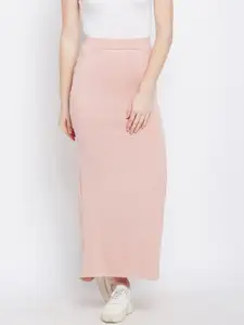 Berrylush Pink Solid Pencil Skirt