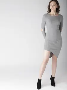 FOREVER 21 FOREVER 21 Women Grey Melange Self-Striped Bodycon Dress