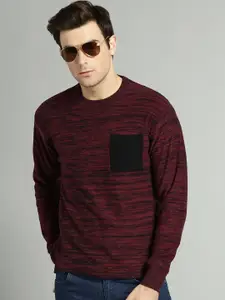 Roadster Men Burgundy Solid Pullover