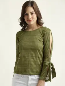 Miss Chase Women Olive Green Solid Top