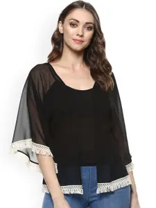 MABISH by Sonal Jain Black Solid Open Front Shrug