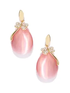 Shining Diva Fashion Pink  Gold-Toned Contemporary Drop Earrings