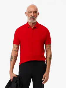 Lacoste Men Red Solid Polo Collar T-shirt