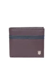 Tommy Hilfiger Men Brown Leather Solid Two Fold Wallet