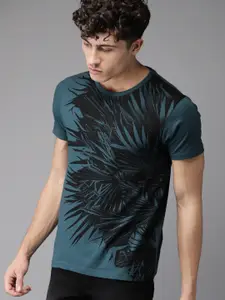 Moda Rapido Men Teal Blue Printed Round Neck T-shirt