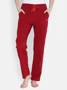 Claura Red Solid Lounge Pants Lower-11