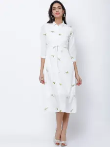 Tokyo Talkies Women White Printed Shirt Dress
