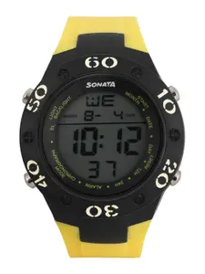 Sonata Ocean Series Men Yellow Digital Watch 77035PP03