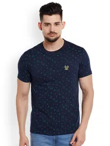 MACK JONNEY Men Navy Blue Printed Round Neck T-shirt