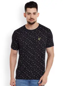 MACK JONNEY Men Black & White Printed Round Neck T-shirt