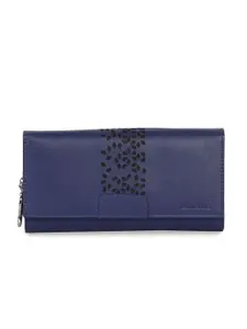 Butterflies Women Blue Solid Two Fold Wallet