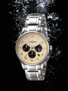 Jacques Lemans Men Cream-Coloured & Silver-Toned Multifunction Watch 1-1654M