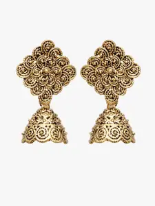 Moedbuille Gold-Toned Handcrafted Dome Shaped Jhumkas