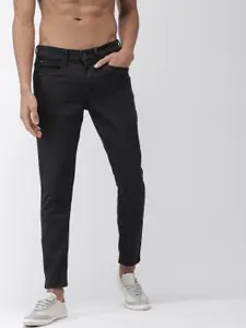 HIGHLANDER Men Black Tapered Fit Mid-Rise Clean Look Stretchable Jeans