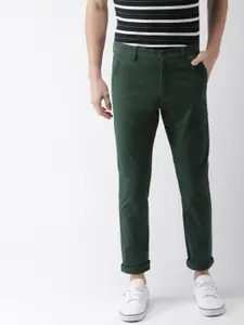 HIGHLANDER Men Green Slim Fit Solid Regular Trousers
