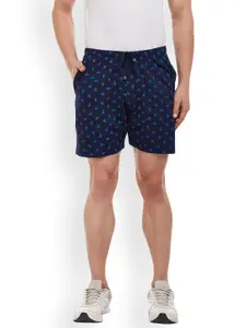 VIMAL JONNEY Men Navy Blue Printed Regular Fit Regular Shorts