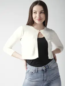 Style Quotient by noi Off-White Solid Crop Shrug