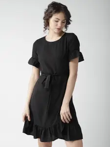 Style Quotient Women Black Solid A-Line Dress