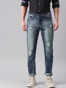 French Connection Men Blue Slim Fit Mid-Rise Mildly Distressed Jeans