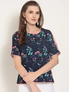 Marie Claire Women Navy Blue Printed Top