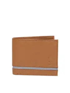 U.S. Polo Assn. Men Brown Leather Solid Two Fold Wallet