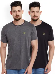 MACK JONNEY Men Pack of 2 Solid Round Neck T-shirt