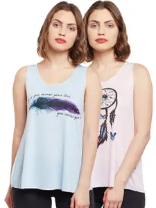 MACK JONNEY Pack of 2 Printed Tank Pure Cotton Tops