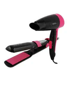 VEGA Black & Pink Miss Perfect Hair Dryer + Hair Straightener VHSS-01