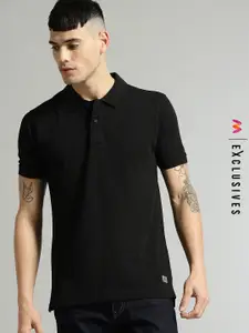Roadster Men Black Polo Collar T-shirt