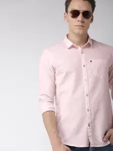 HIGHLANDER Men Pink Slim Fit Solid Casual Shirt