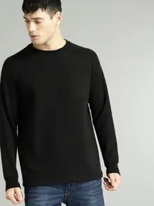Roadster Men Black Solid Sweatshirt