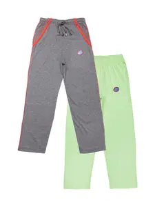 VIMAL JONNEY Kids Boys Pack of 2 Grey & Green Solid Track Pants