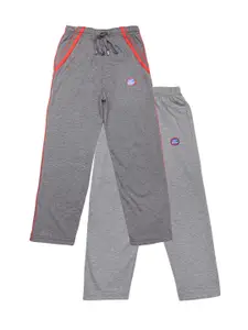 VIMAL JONNEY Kids Boys Pack of 2 Grey Solid Slim Fit Track Pants