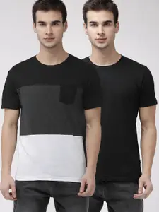 HIGHLANDER Men Pack of 2 Solid Round Neck Slim Fit T-Shirt