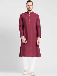 KISAH Men Magenta Solid A-Line Kurta