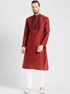 KISAH Men Rust Solid Straight Kurta