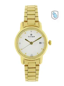 Titan Women White & Gold-Toned Analogue Watch NK2572YM01