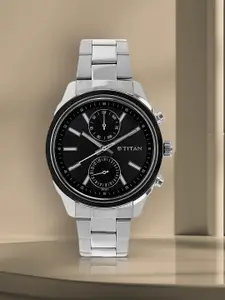 Titan Men Black & Silver-Toned Analogue Watch NK1733KM01