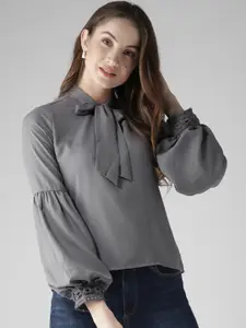 Style Quotient Women Grey Solid Top