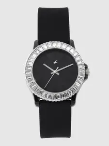 Fastrack Women Black Embellished Analogue Watch NL9827PP02