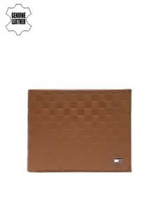 Tommy Hilfiger Men Tan Textured Genuine Leather Two Fold Wallet