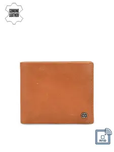 Eske Men Brown Solid Two Fold Leather Wallet