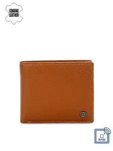 Eske Men Brown Textured Two Fold Leather Wallet