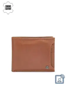 Eske Men Tan Solid Two Fold Wallet
