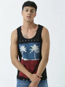 Huetrap Men Black Printed Scoop Neck T-shirt
