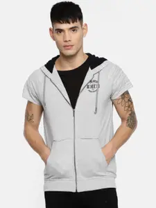 Being Human Men Grey Solid Hooded Sweatshirt