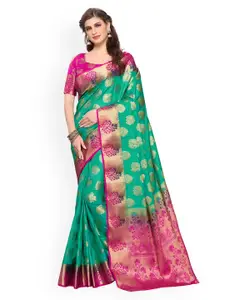 MIMOSA Green Art Silk Embellished Kanjeevaram Saree