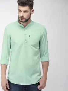 HIGHLANDER Men Green Slim Fit Solid Casual Shirt