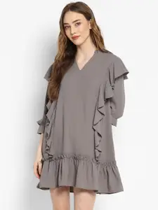 Kazo Women Grey Solid A-Line Dress